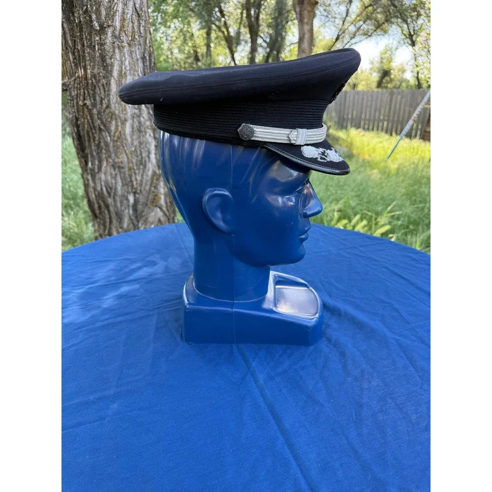 US Air Force USAF Officer Service Cap Hat‎ Clouds and Lightning Blue Silver Ins